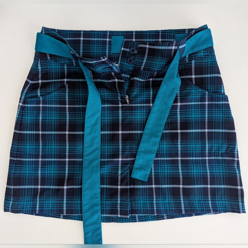 NIKE DriFit Tour Performance Tartan Teal Green Plaid Golf Skirt Sz 6 Ultra Light - Picture 2 of 16